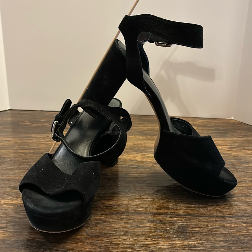 " Stuart Weitzman Suede Platform Sandals Size: 7m - image 1